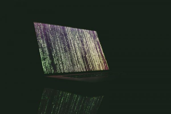 Characters on dark screen